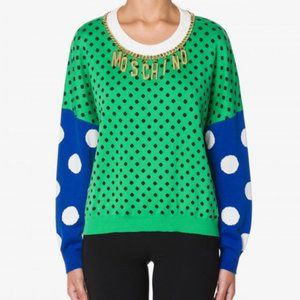 MOSCHINO Polkadot Green Lettering Sweater polkadot Size US 6